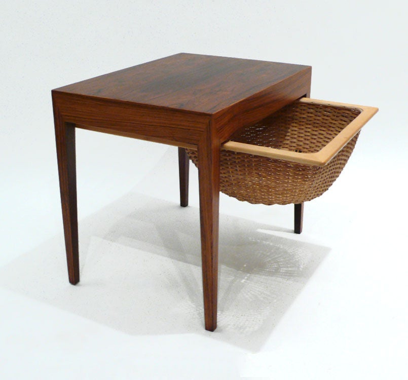 Mid-20th Century Rare Severin Hansen Jr Designed Rosewood Sewing Basket Table