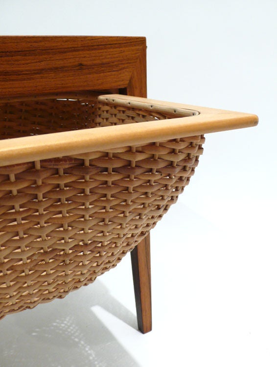 Rare Severin Hansen Jr Designed Rosewood Sewing Basket Table 1