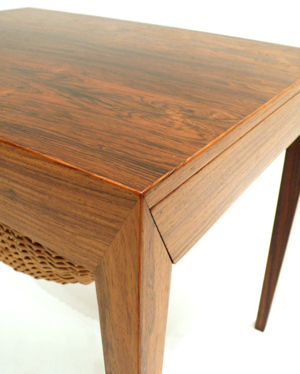 Rare Severin Hansen Jr Designed Rosewood Sewing Basket Table 2