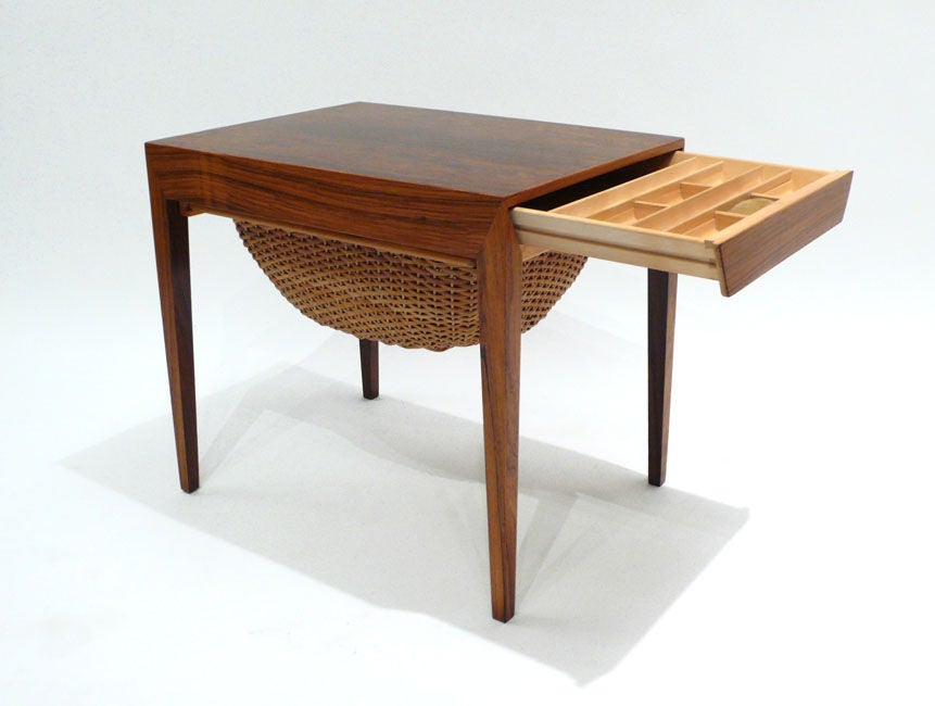Rare Severin Hansen Jr Designed Rosewood Sewing Basket Table 3