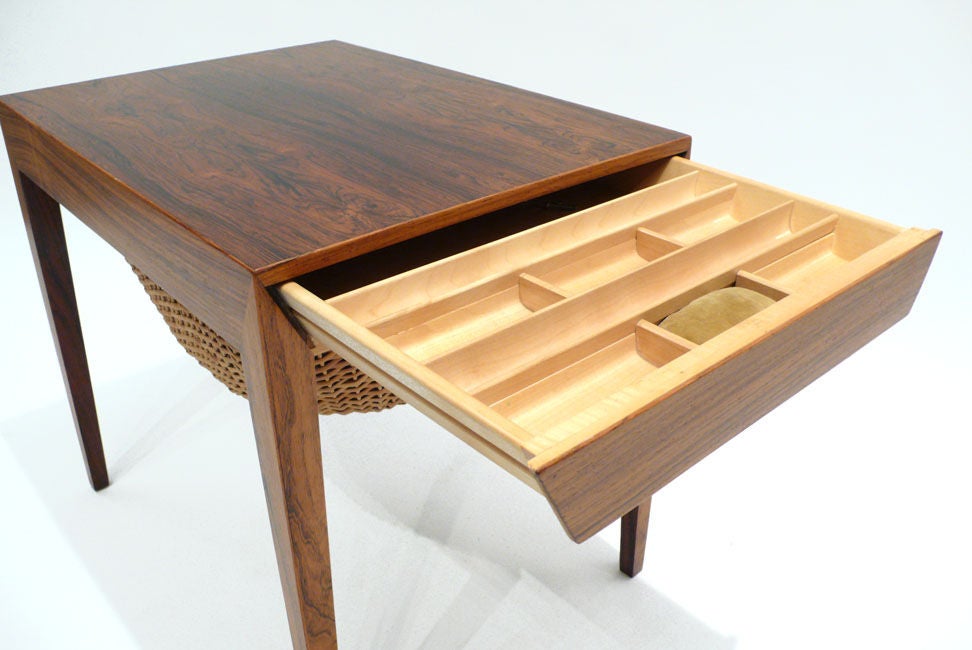 Rare Severin Hansen Jr Designed Rosewood Sewing Basket Table 4