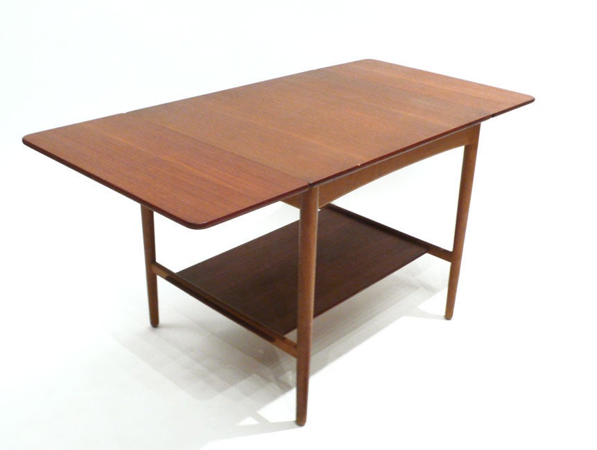 Well proportioned Hans Wegner Designed Drop Leaf Teak Table