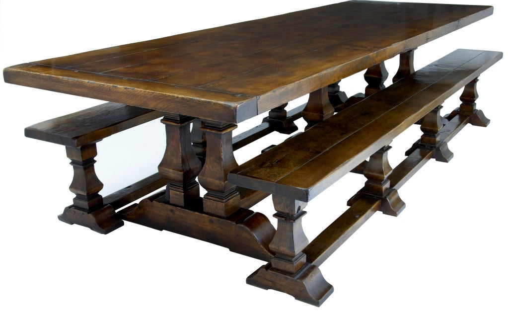 MASSIVE ENGLISH OAK REFECTORY TABLE SEATS 1012 at 1stDibs