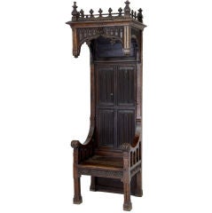 16th Century and later French Gothic walnut Bishop throne