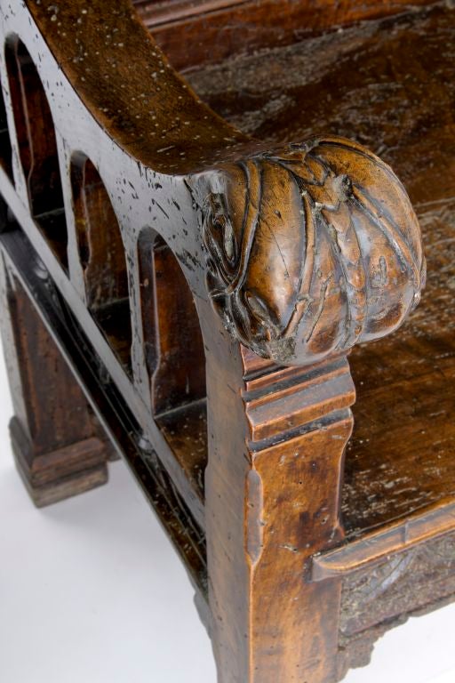 Walnut 16th Century and later French Gothic walnut Bishop throne