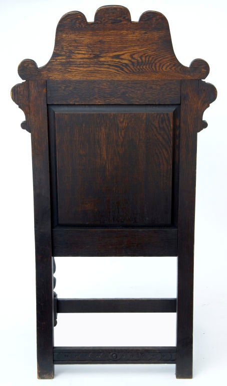 British Victorian carved oak wainscot armchair