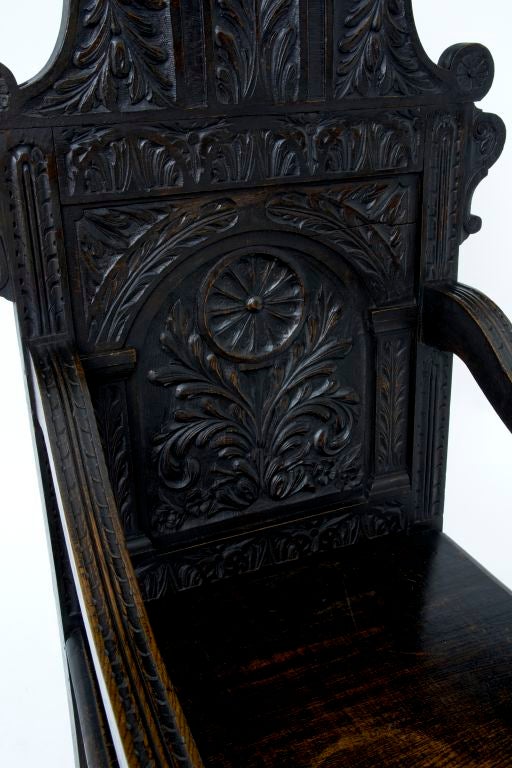 19th Century Victorian carved oak wainscot armchair