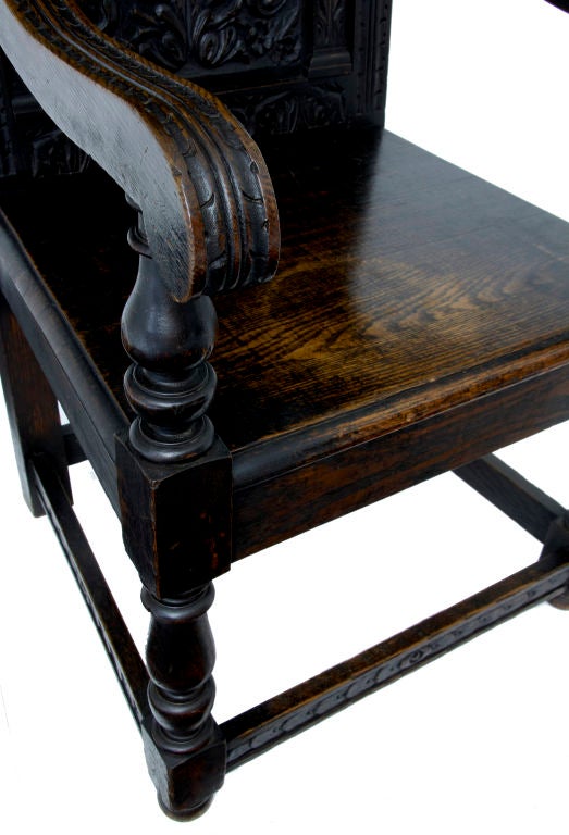 Oak Victorian carved oak wainscot armchair