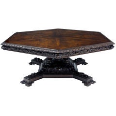 High victorian hexagonal parquitry topped dining table