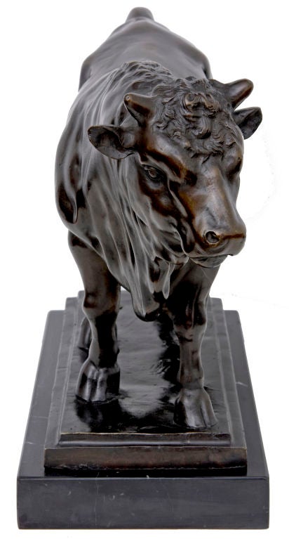Bronze Bull On Marble Plinth