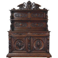 Impressive 19th century carved oak hunt dresser