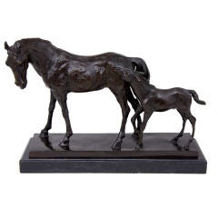 Bronze horse and fowl circa 1970