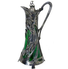21st century W.M.F style pewter and glass claret jug