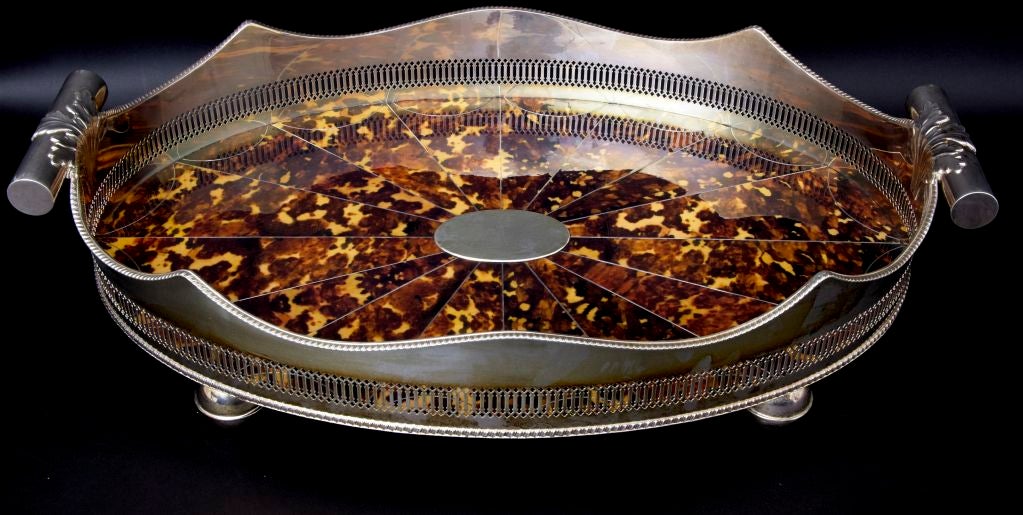 British Silver plate and faux tortoise shell tray