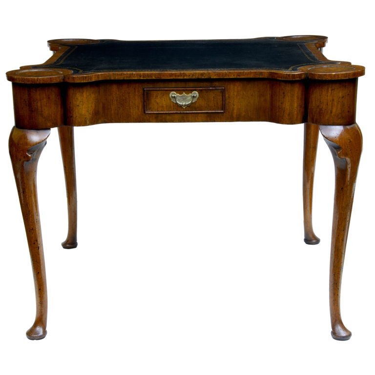 Queen anne style walnut games table on cabriole legs at 1stdibs