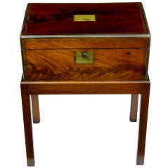 19th Century mahogany & brass inlaid writting box on later stand