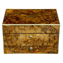 19th Century walnut & brass bound ladys traveling companion