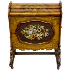 19th Century walnut canterbury with woolwork decoration