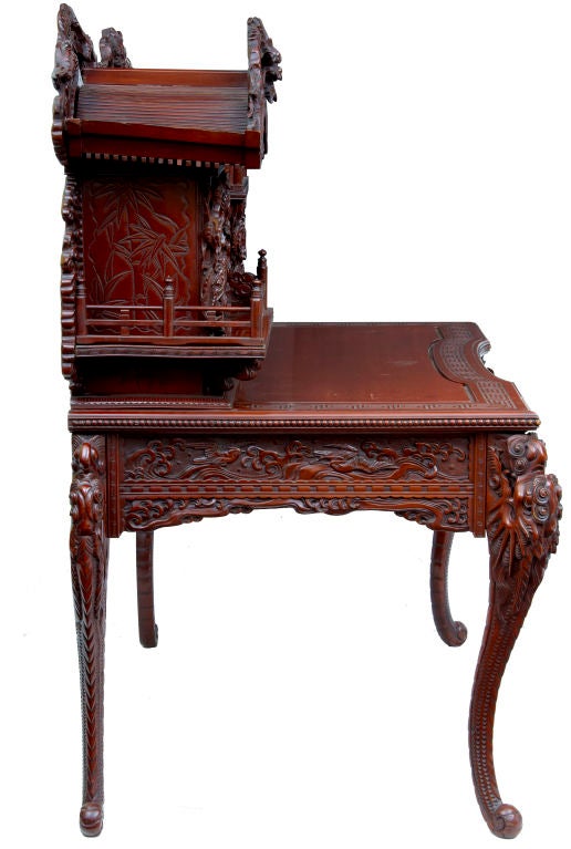 Wood 20th Century carved laquered Chinese desk circa 1920