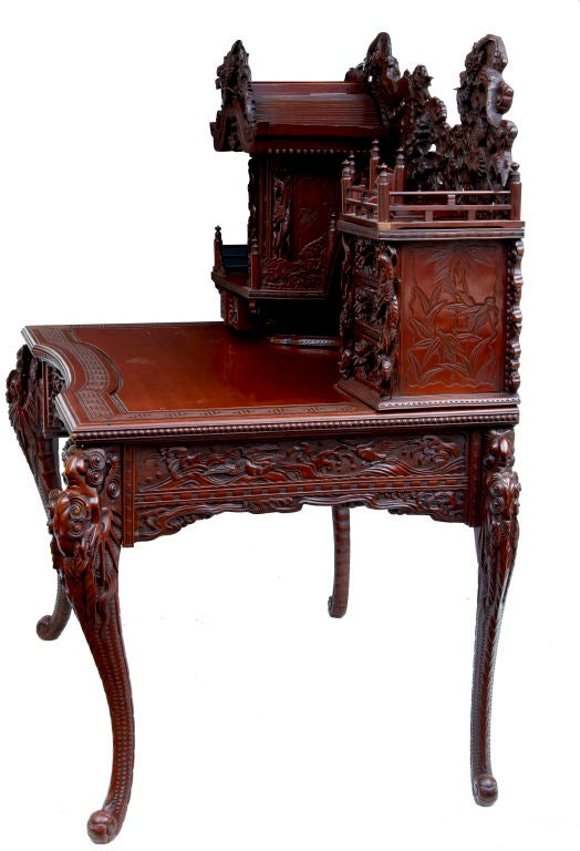 20th Century carved laquered Chinese desk circa 1920 1