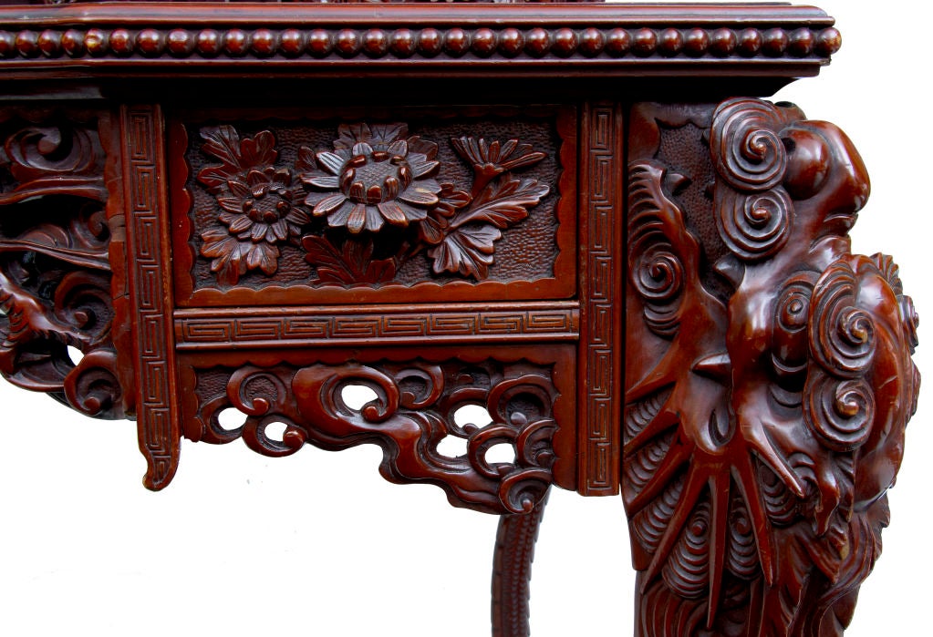 20th Century carved laquered Chinese desk circa 1920 3
