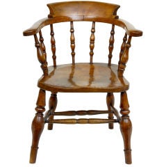 Sedia da capitano del XIX secolo in frassino e olmo - circa 1860