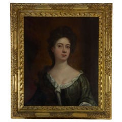 Early 18th century portrait of a lady in a blue dress