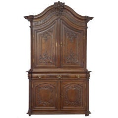 Late 18th century french carved oak housekeepers cupboard