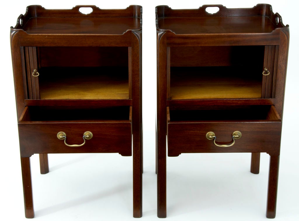 Pair of Mahogany Georgian Style Tambour door pot Cupboards