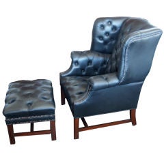 Chesterfield Wingback chair with ottoman