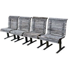 4 Modern Steel and Wood Garden Chairs