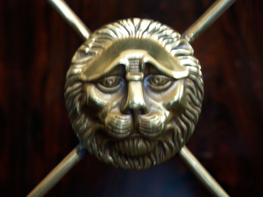 brass and leather fireplace fender 1