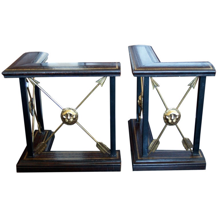 brass and leather fireplace fender
