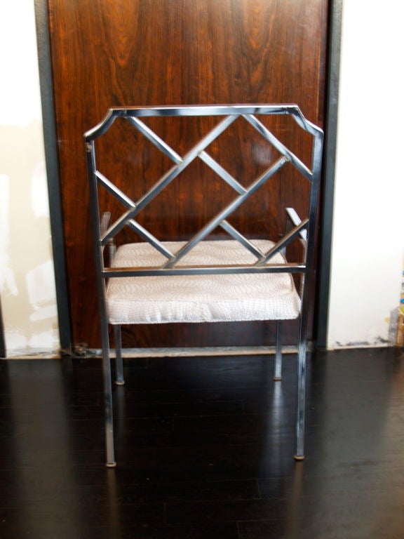 Mid-Century Modern 6 Chrome Chippendale dining chairs by Design Institute of America  For Sale