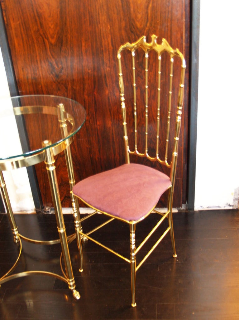 Italian brass Chiavari chair and table set