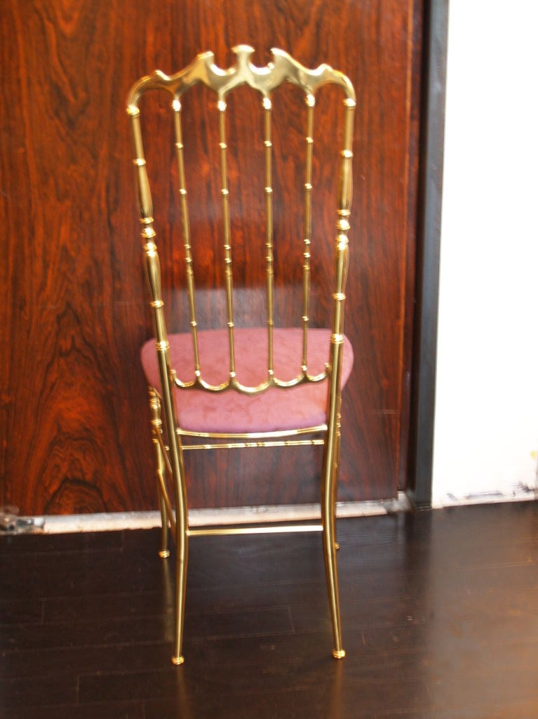 20th Century brass Chiavari chair and table set