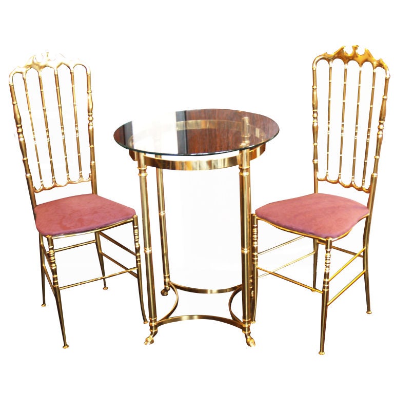 brass Chiavari chair and table set