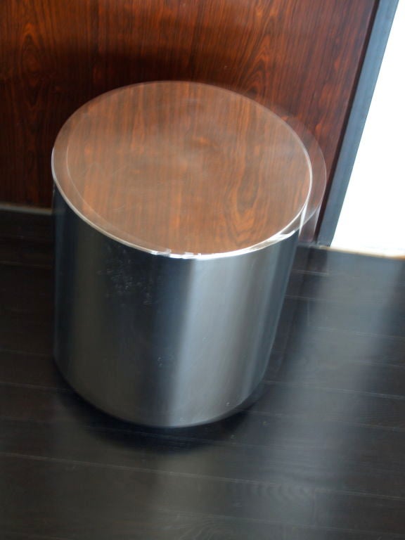 American 1970's pair of chrome drum end tables