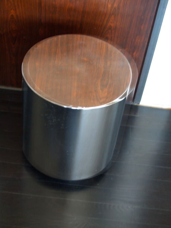 1970's pair of chrome drum end tables at 1stDibs
