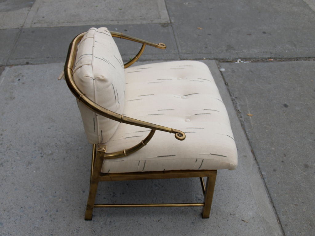 20th Century Chinoiserie Brass Chair Designed by Charles Pengally for Weiman For Sale