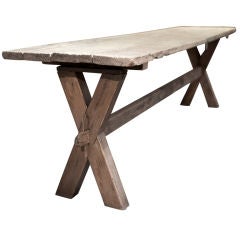 Antique Primitive Industrial Sawbuck Table