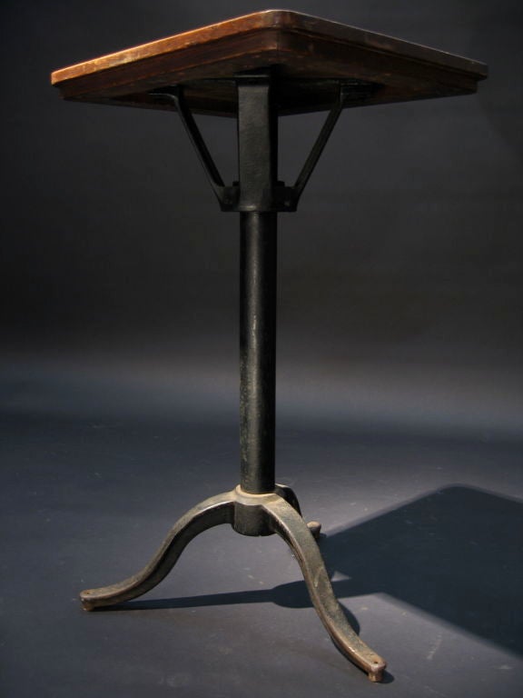 Tall Sculpture Side Work Table with Adjustable Wood Top