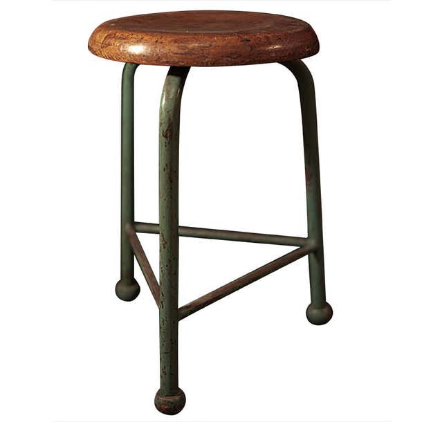 Industrial Metal and Wood Work Stools at 1stDibs