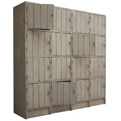 Antique Wood Locker Style Storage Cabinet