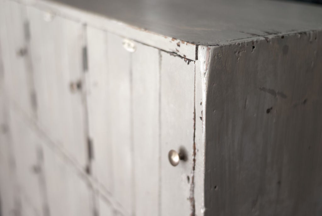 Swedish storage chest with 16 storage cabinets, original painted surface. <br />
Compartment measurements: 14