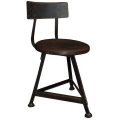 Industrial Metal Stool with Wood Seat