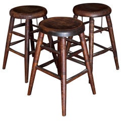 Antique American Wood Work Stools