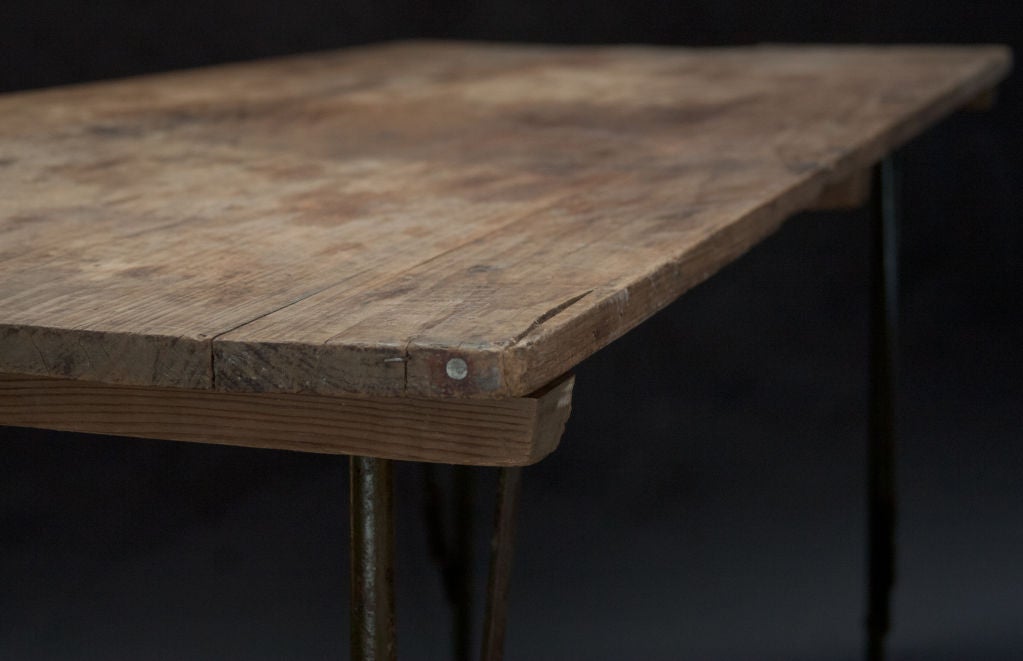 Wood and Iron Industrial Military Folding Desk/Table