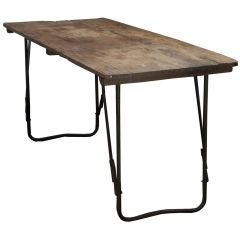 Wood and Iron Industrial Military Folding Desk/Table