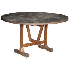 Antique Wood Wine Table with Fold Down Top